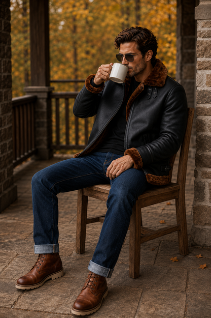 Finley Shearling Jacket - Jet Black