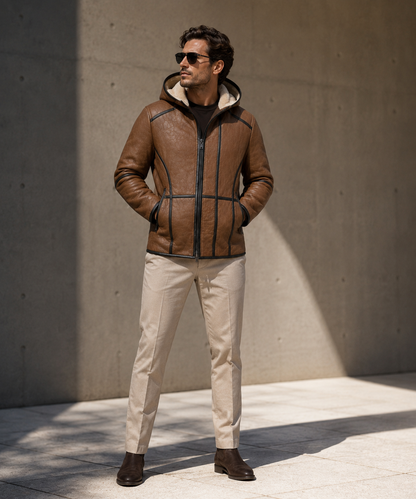 Flint Shearling Jacket - Cognac Brown