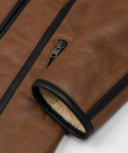 Flint Shearling Jacket - Cognac Brown