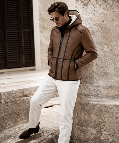 Flint Shearling Jacket - Cognac Brown