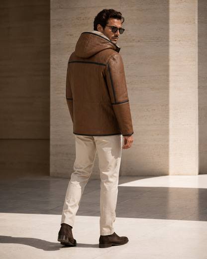 Flint Shearling Jacket - Cognac Brown