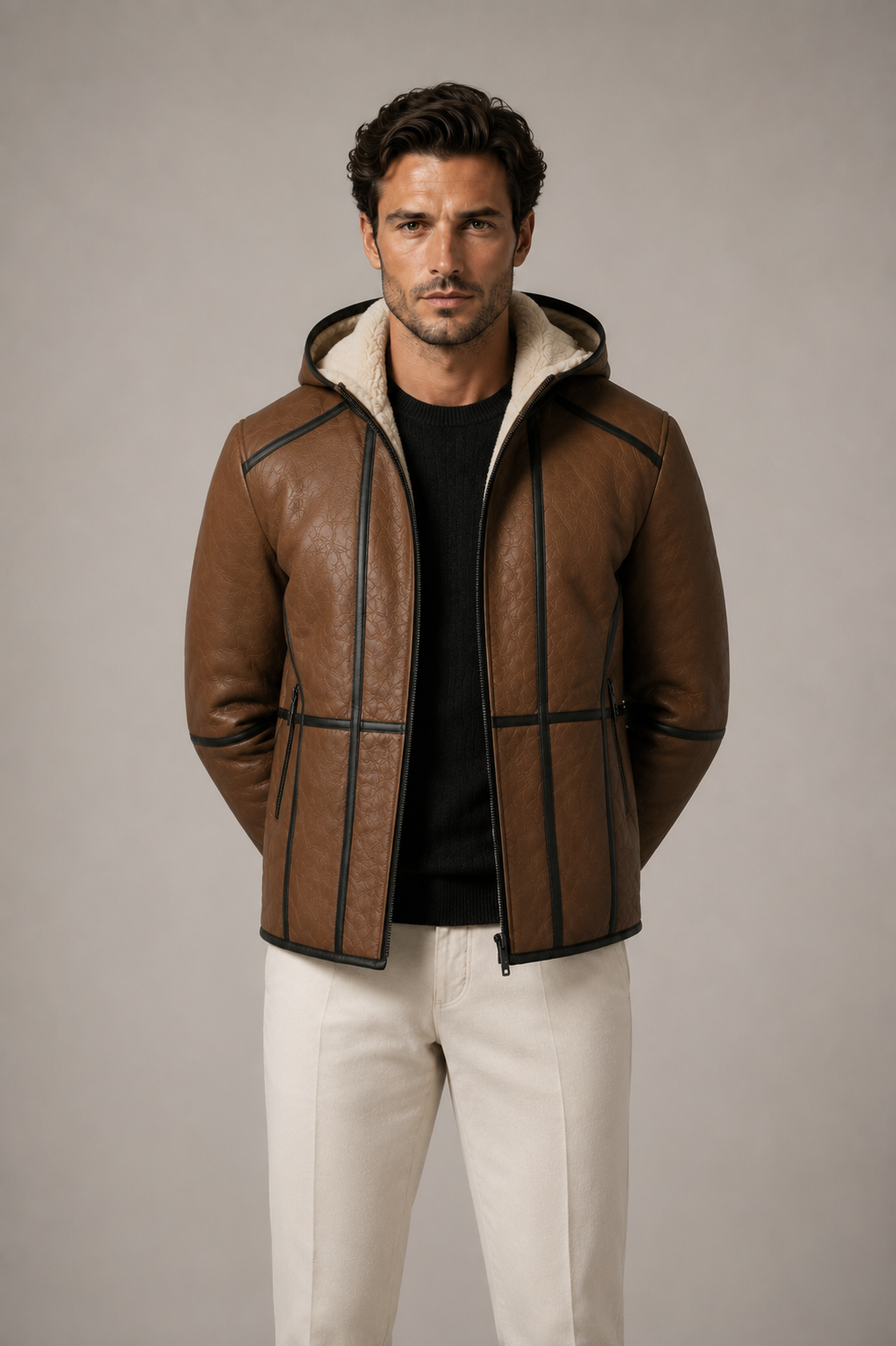 Flint Shearling Jacket - Cognac Brown