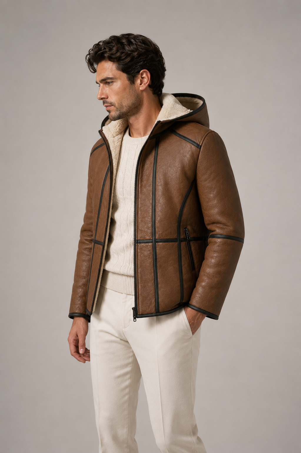 Flint Shearling Jacket - Cognac Brown