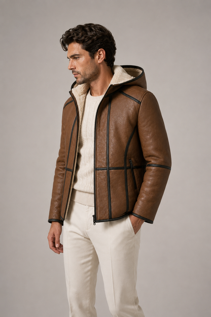 Flint Shearling Jacket - Cognac Brown