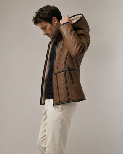Flint Shearling Jacket - Cognac Brown