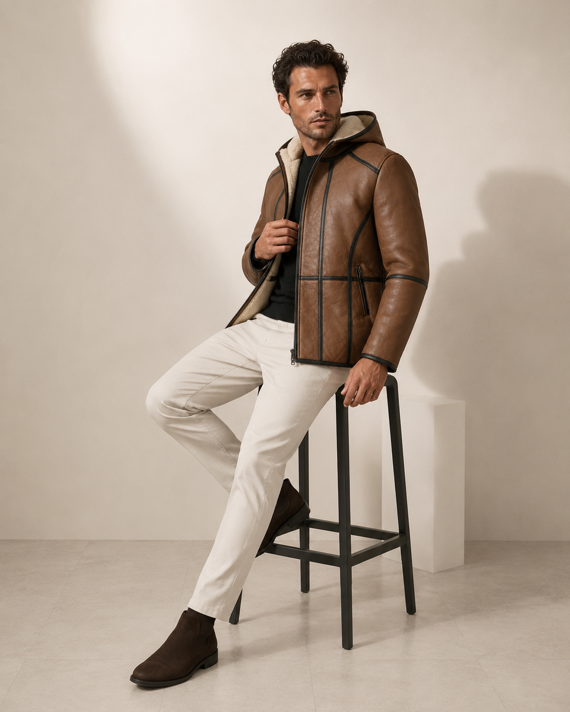 Flint Shearling Jacket - Cognac Brown