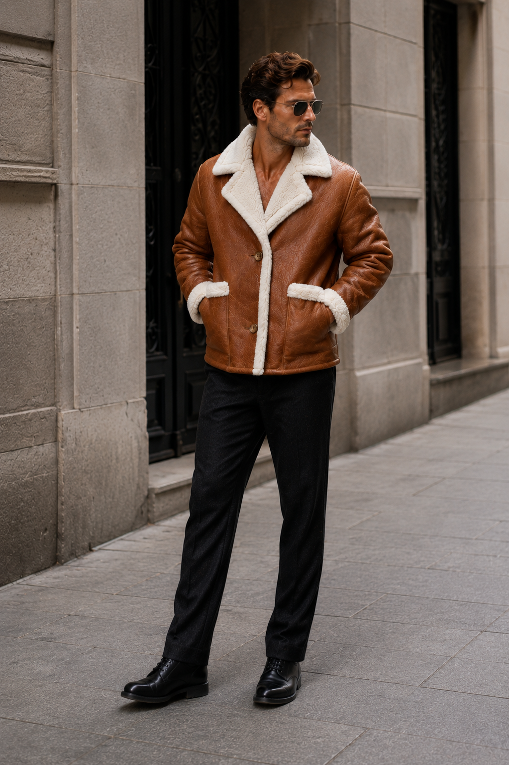 Foster Shearling Jacket - Cognac Tan
