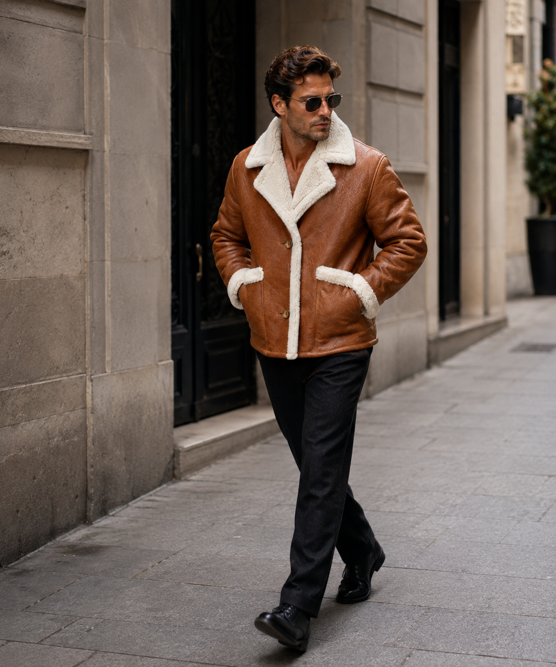 Foster Shearling Jacket - Cognac Tan