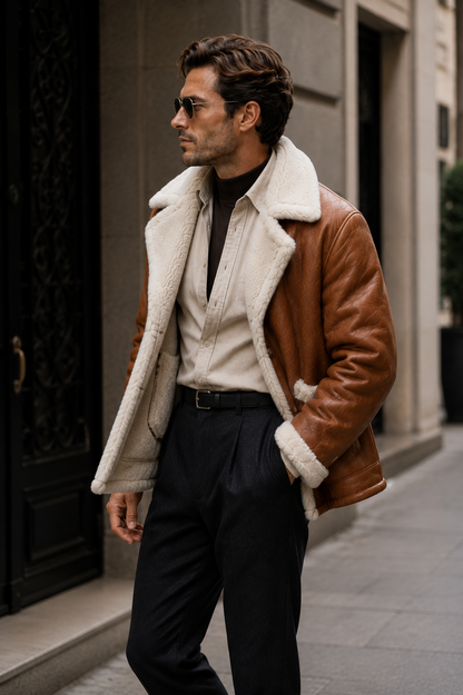 Foster Shearling Jacket - Cognac Tan