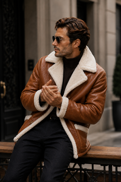 Foster Shearling Jacket - Cognac Tan