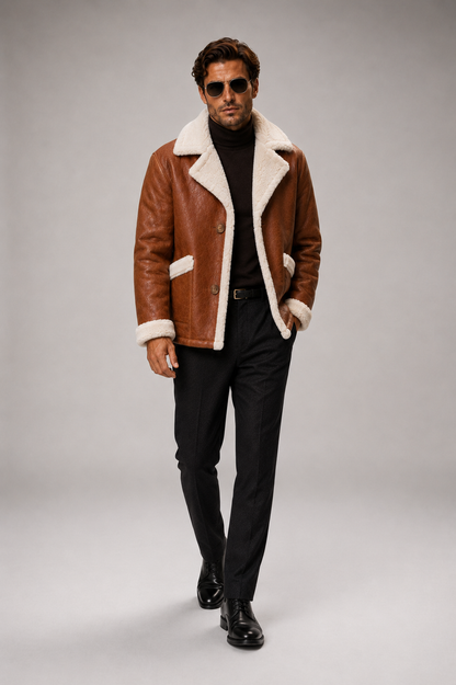 Foster Shearling Jacket - Cognac Tan