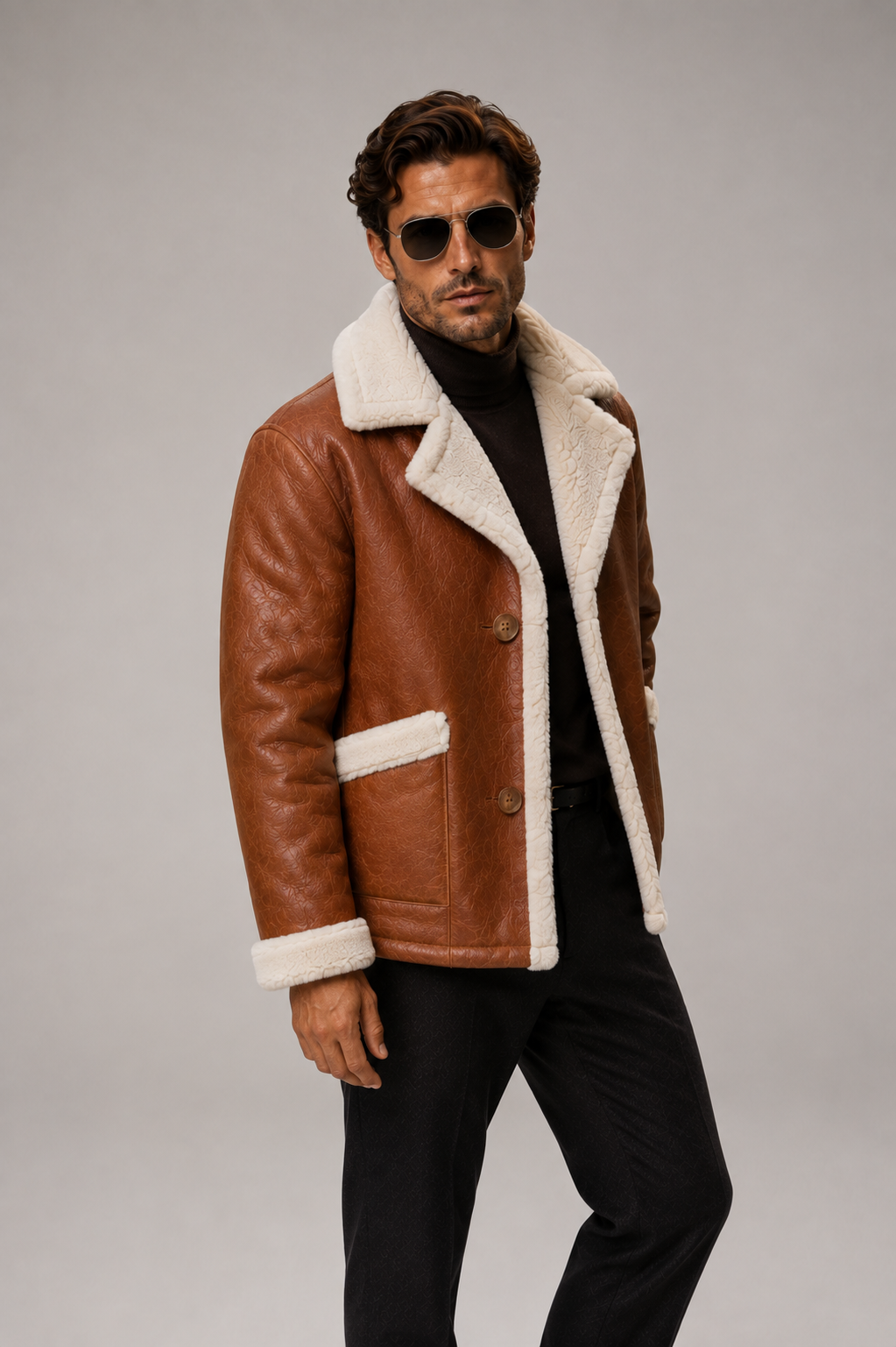 Foster Shearling Jacket - Cognac Tan