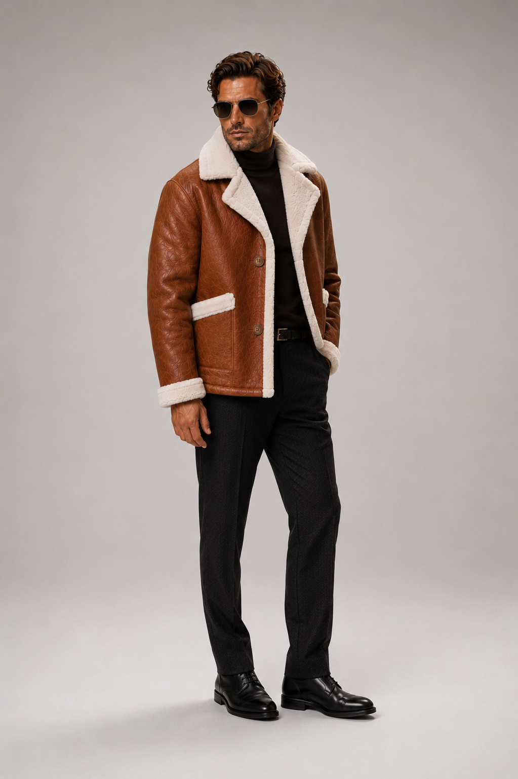 Foster Shearling Jacket - Cognac Tan