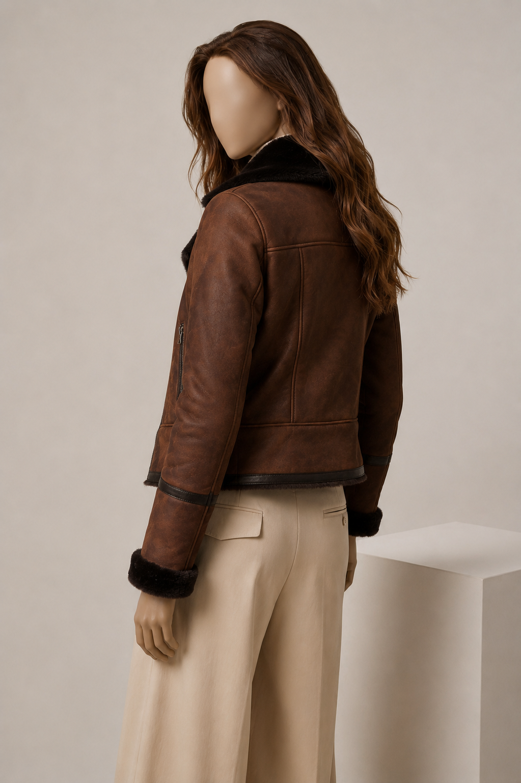 Frankie Shearling Jacket - Dark Espresso Brown - FrankBrown2