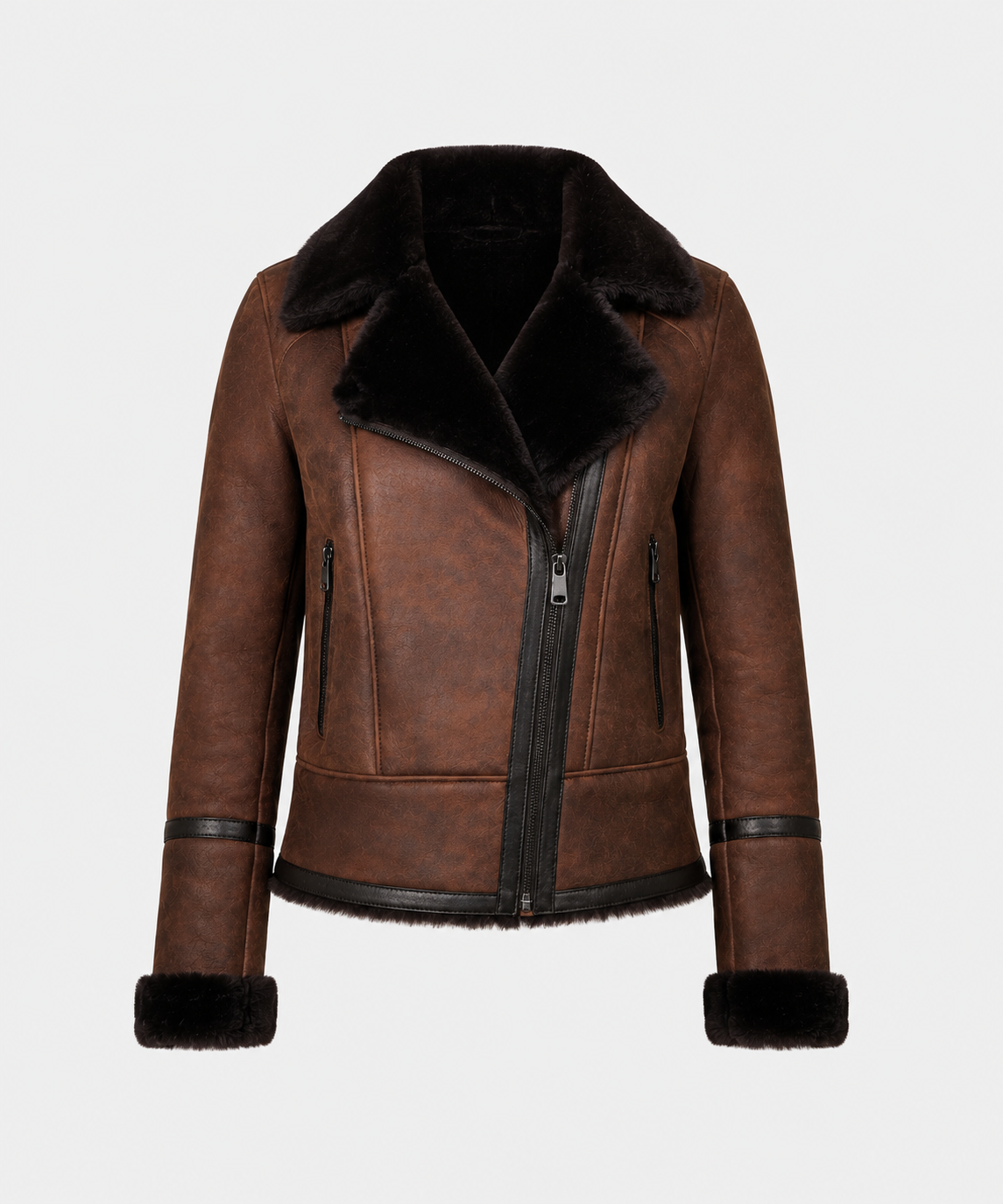 Frankie Shearling Jacket - Dark Espresso Brown - FrankBrown5