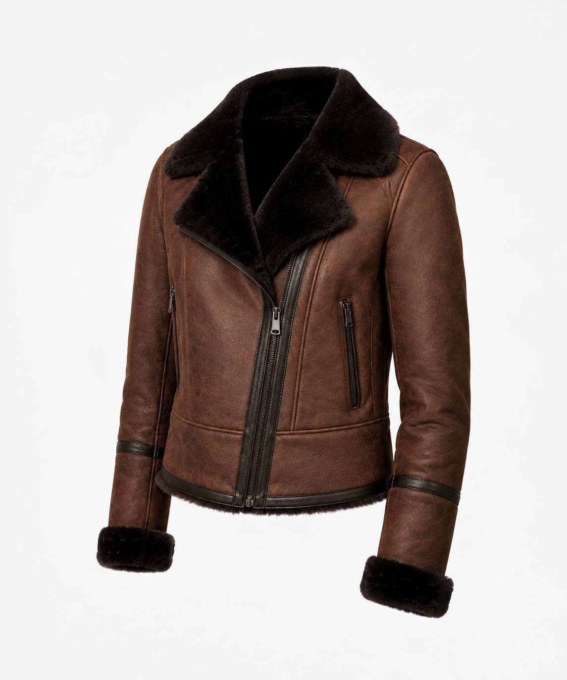 Frankie Shearling Jacket - Dark Espresso Brown - FrankBrown7