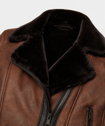 Frankie Shearling Jacket - Dark Espresso Brown - FrankBrown8