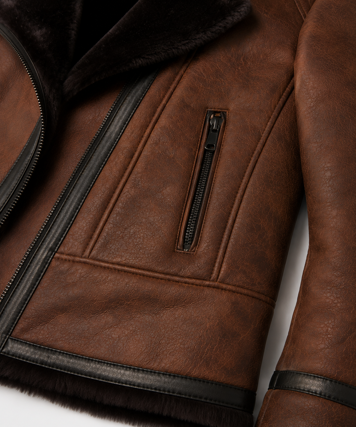 Frankie Shearling Jacket - Dark Espresso Brown - FrankBrown9