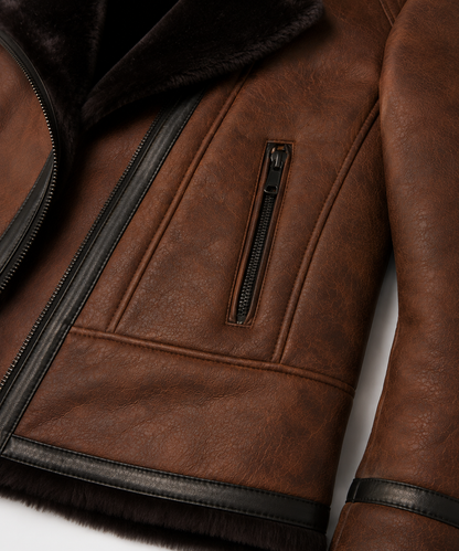 Frankie Shearling Jacket - Dark Espresso Brown - FrankBrown9