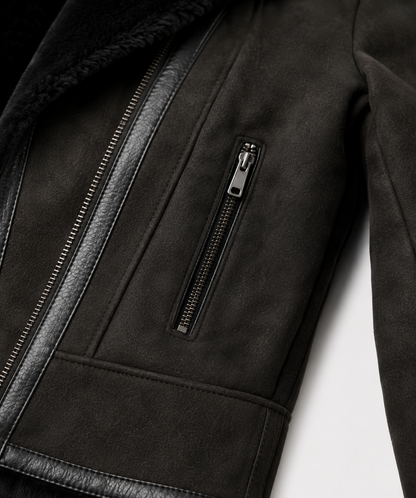 Frankie Shearling Jacket - Charcoal Black - Frankieblack10