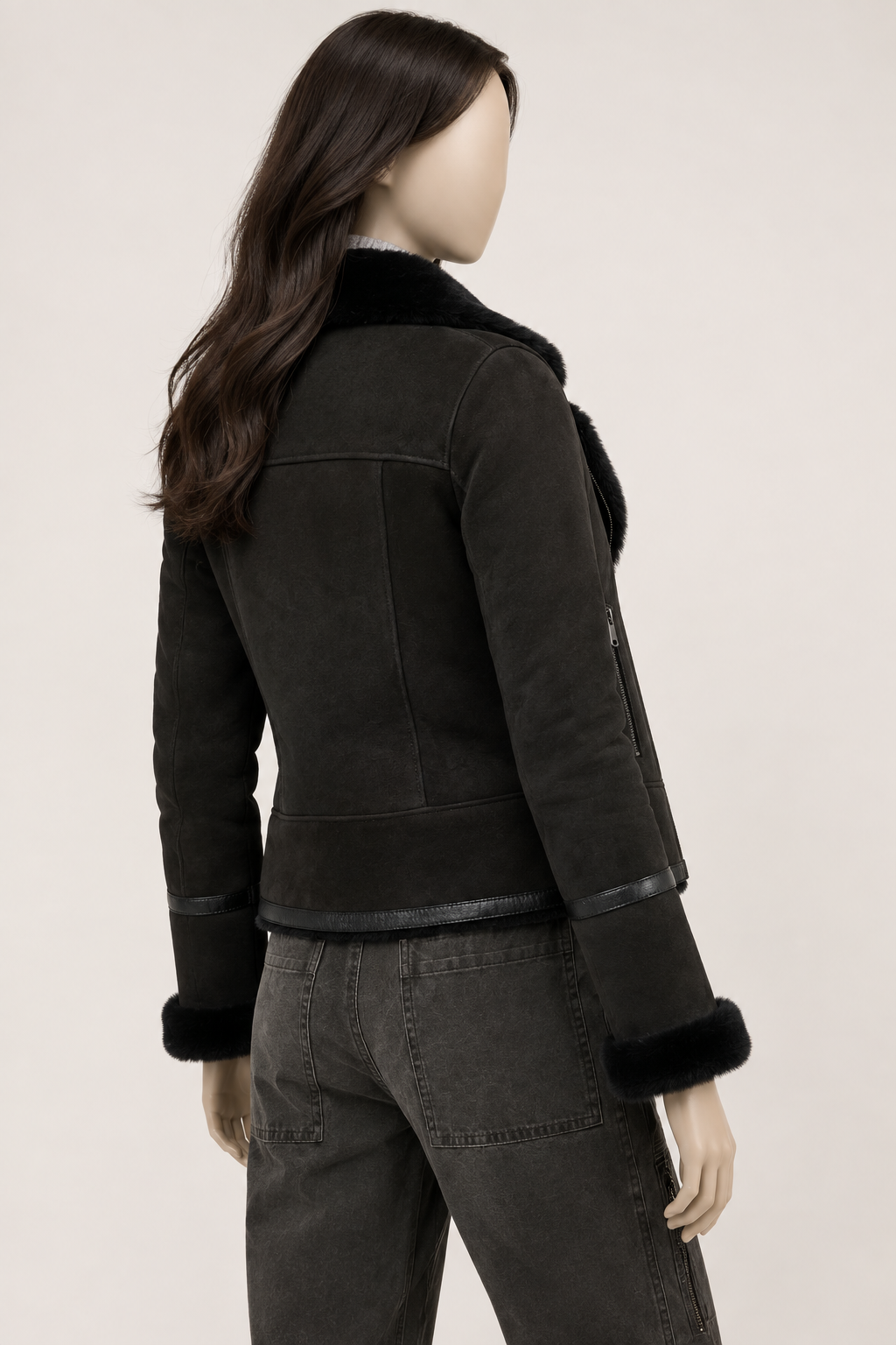 Frankie Shearling Jacket - Charcoal Black - Frankieblack3