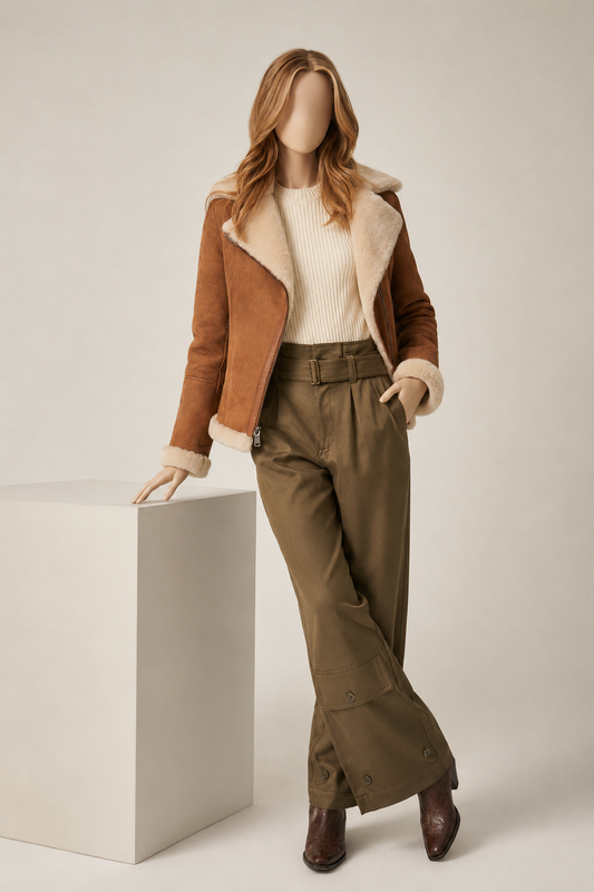 Ginny Shearling Jacket - Caramel Brown - Ginny1