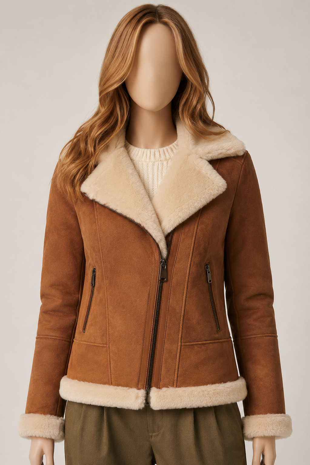 Ginny Shearling Jacket - Caramel Brown - Ginny3