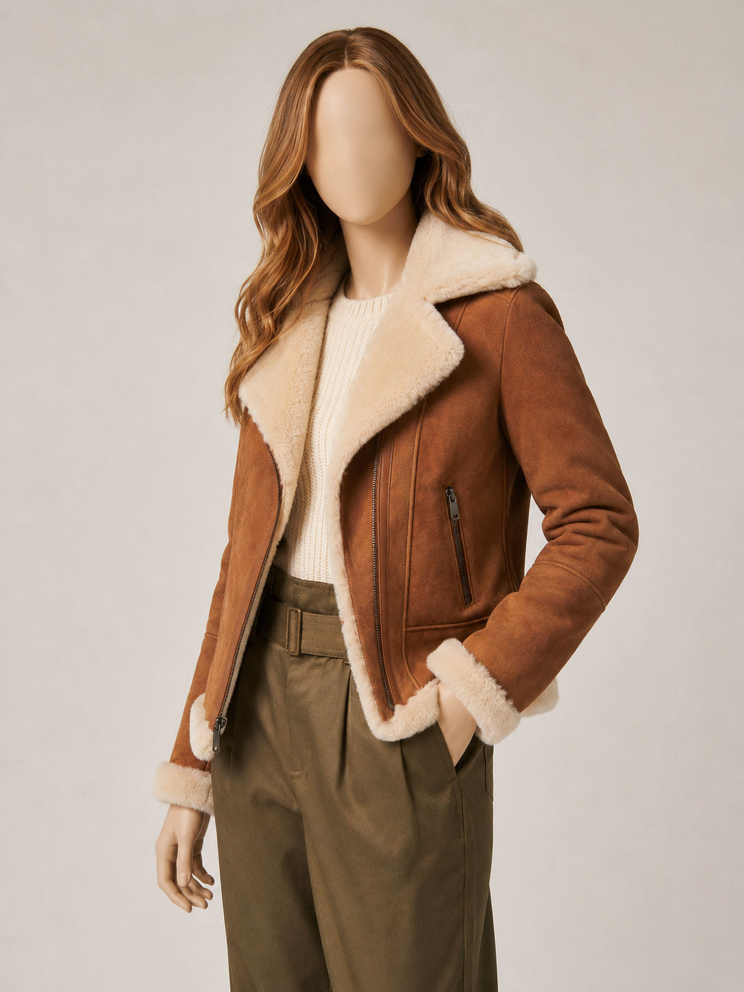 Ginny Shearling Jacket - Caramel Brown - Ginny4