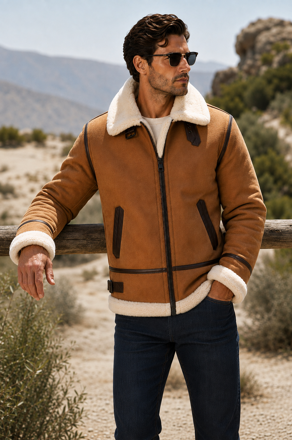 Gunner Shearling Jacket - Caramel Brown