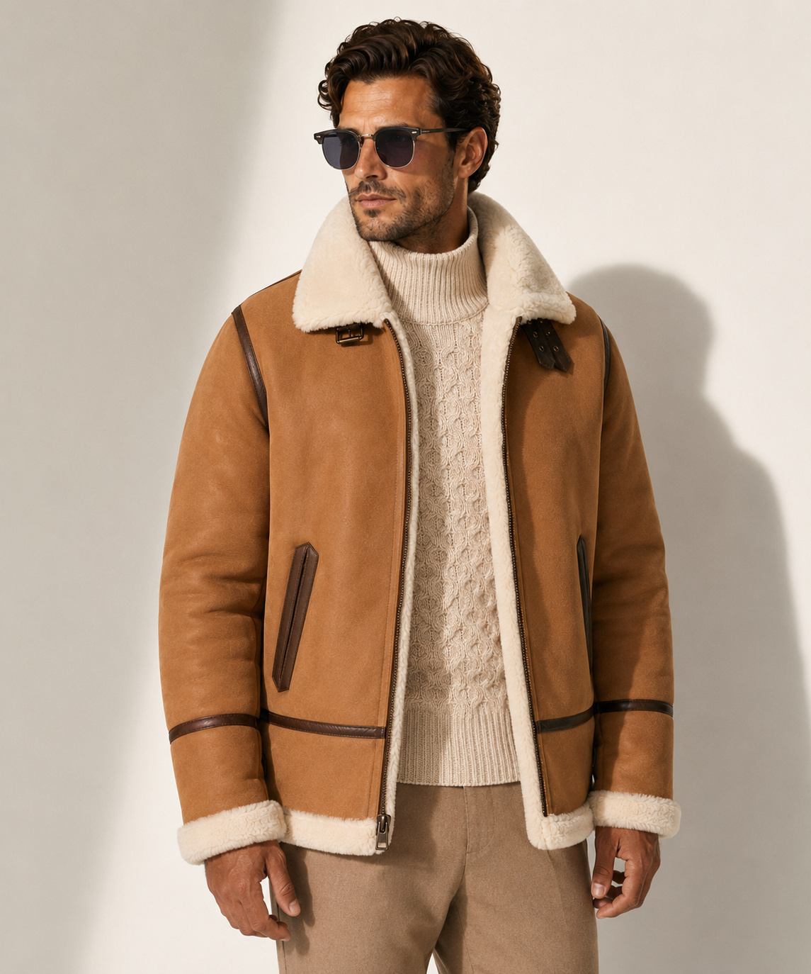 Gunner Shearling Jacket - Caramel Brown