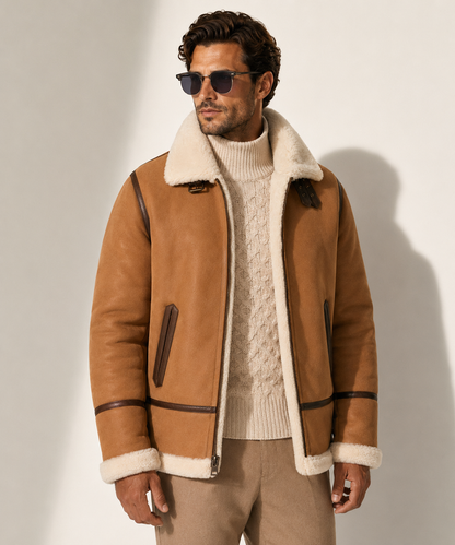 Gunner Shearling Jacket - Caramel Brown