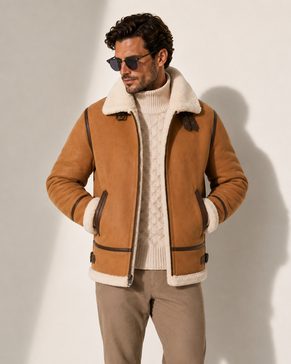 Gunner Shearling Jacket - Caramel Brown