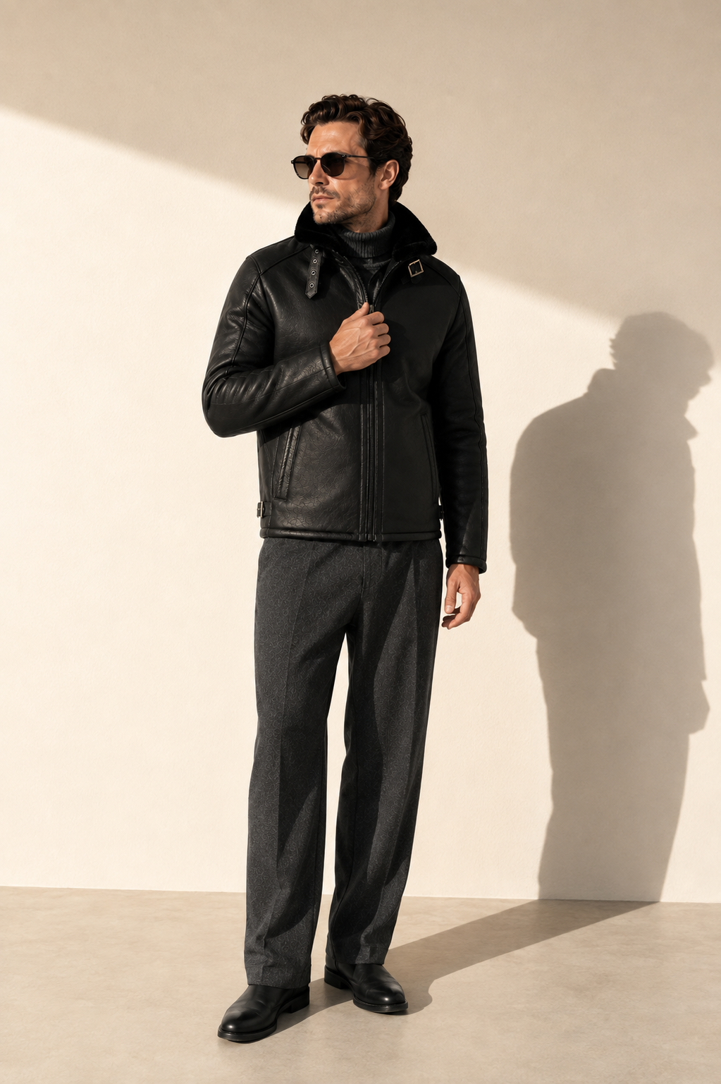 Harrison Shearling Jacket - Black
