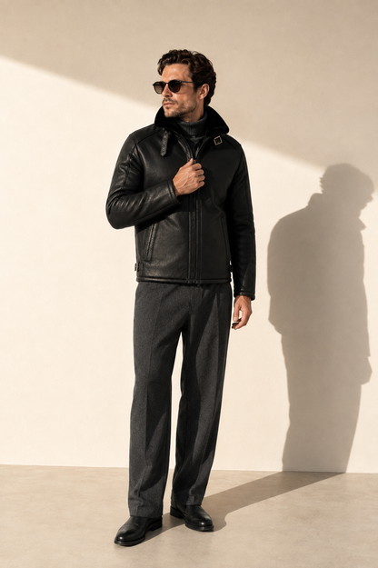 Harrison Shearling Jacket - Black