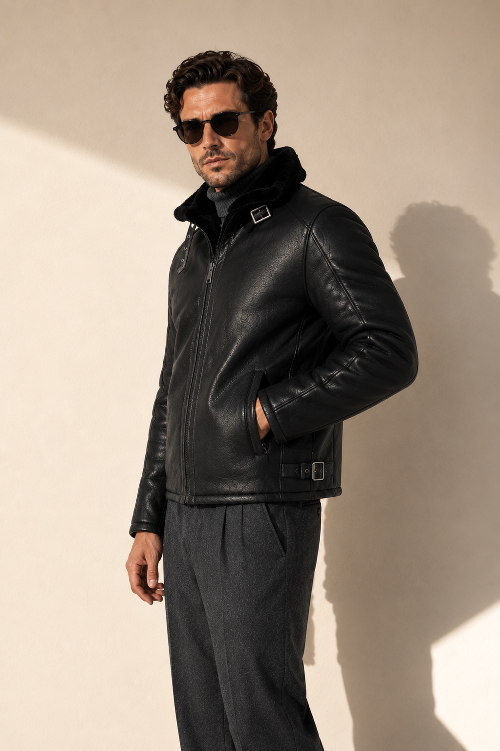 Harrison Shearling Jacket - Black