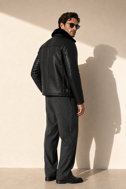 Harrison Shearling Jacket - Black