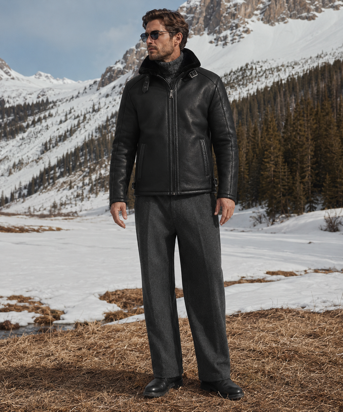 Harrison Shearling Jacket - Black