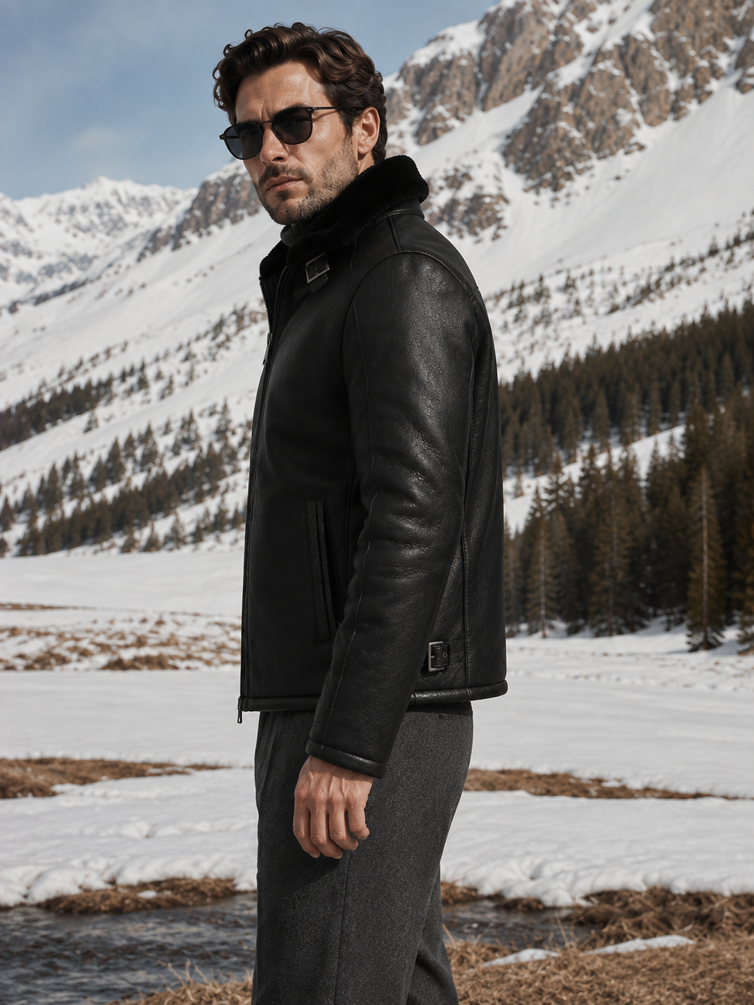 Harrison Shearling Jacket - Black