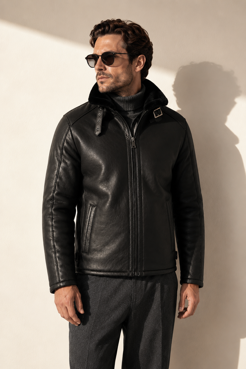 Harrison Shearling Jacket - Black