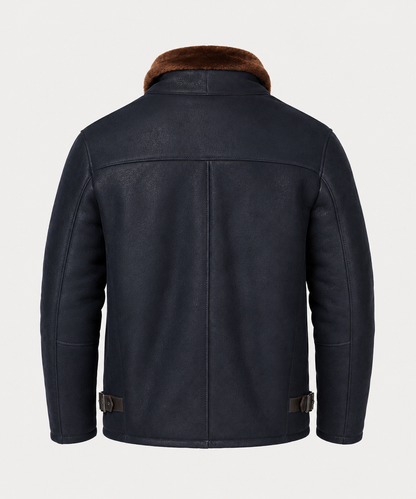 Harrison Shearling Jacket - Navy Blue