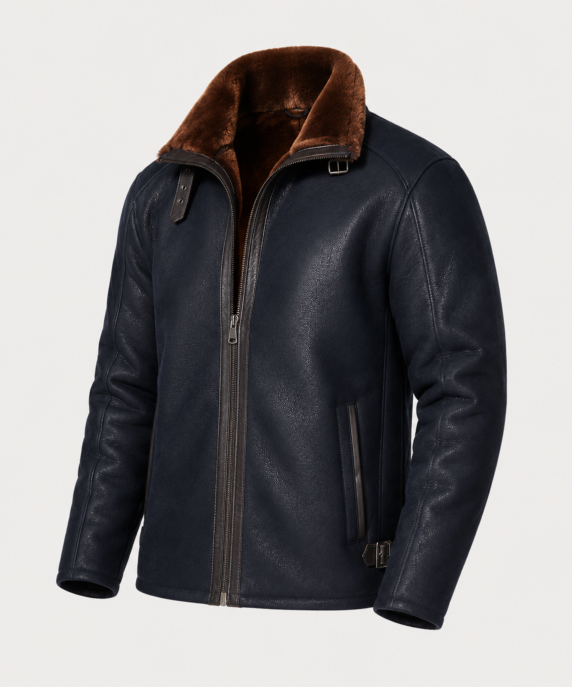 Harrison Shearling Jacket - Navy Blue