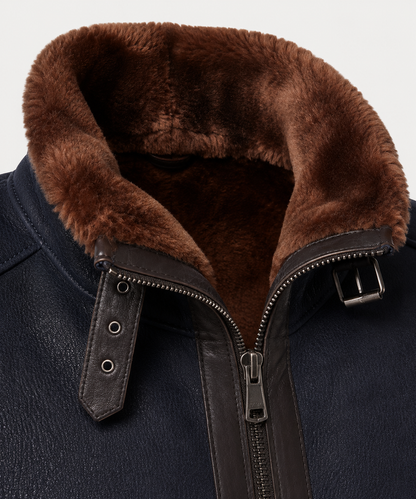 Harrison Shearling Jacket - Navy Blue