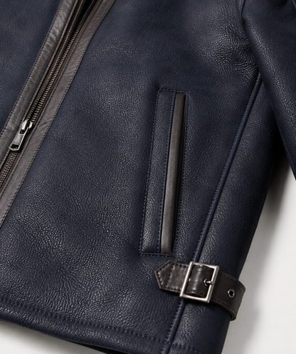 Harrison Shearling Jacket - Navy Blue