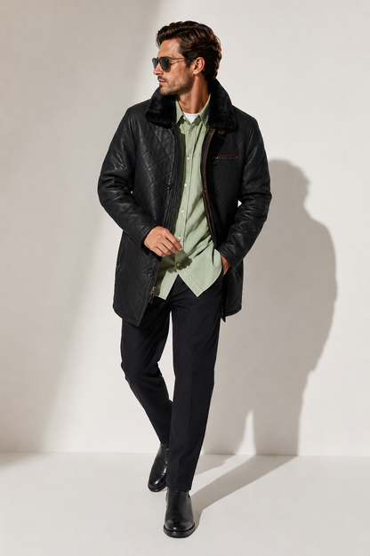 Hayes Shearling Coat - Jet Black