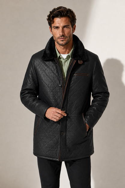 Hayes Shearling Coat - Jet Black