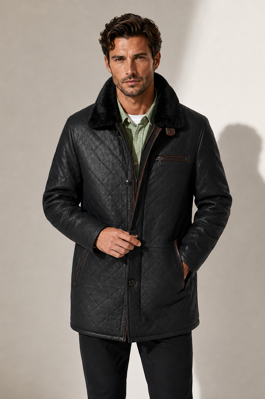 Hayes Shearling Coat - Jet Black