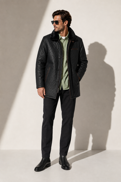 Hayes Shearling Coat - Jet Black