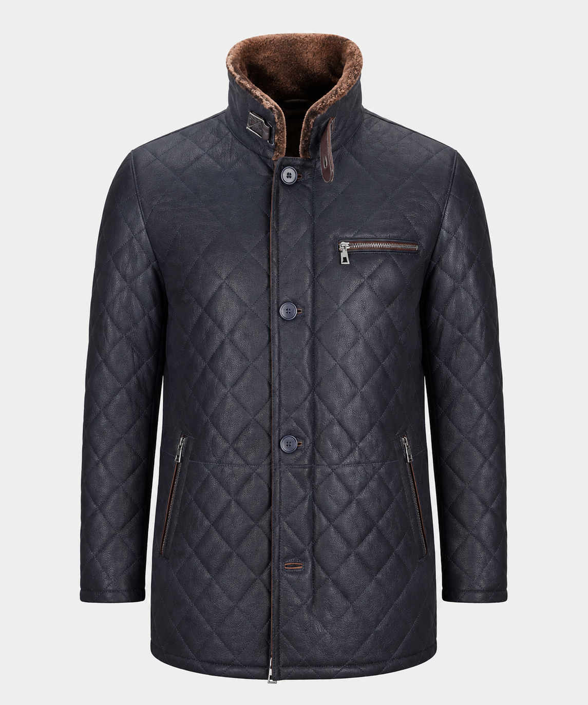 Hayes Shearling Coat - Navy Blue