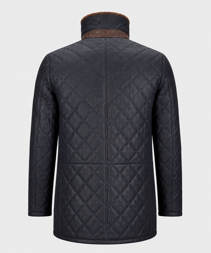 Hayes Shearling Coat - Navy Blue