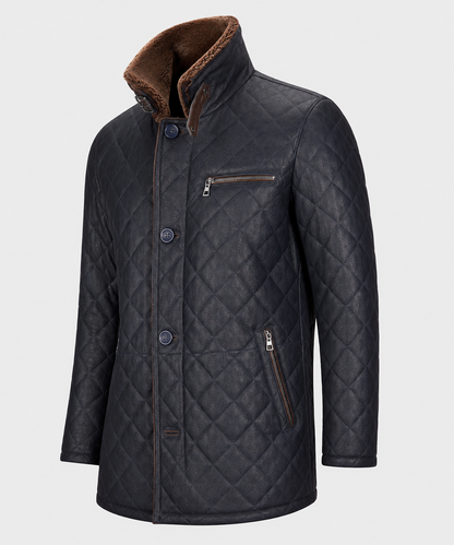 Hayes Shearling Coat - Navy Blue
